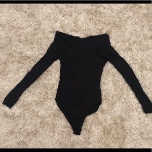 Off Shoulder Black Long Sleeve Bodysuit